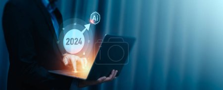 Foto de 2024 La tecnología de IA mejora las empresas al procesar datos, mejorar la toma de decisiones, desarrollar productos innovadores, automatizar procesos e impulsar la competitividad. tecnología futura - Imagen libre de derechos