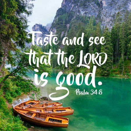 Téléchargez les photos : Psaume 34 : 8 Goûtez et voyez que le Seigneur est bon - en image libre de droit