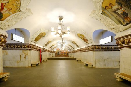 Photo for Metro station Kievskaya Moscow, Russia is beautiful monument of Soviet era. - Royalty Free Image
