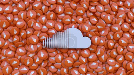 Foto de Representación 3d de un logotipo de Soundcloud en un montón de píldoras con el icono de la aplicación. - Imagen libre de derechos