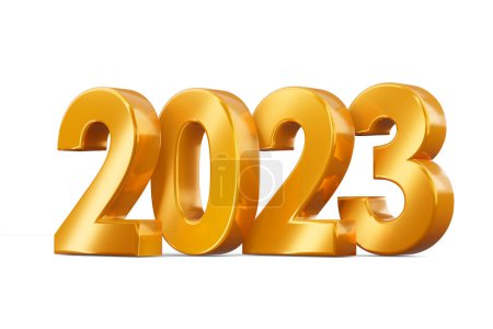 Foto de Oro 2023, feliz año nuevo dos mil veintitrés, 3d representación - Imagen libre de derechos