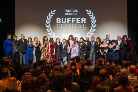 Téléchargez les photos : Buffer Festival 2023 au Drake Hotel and Paradise Theatre, novembre, Toronto, Canada : Personnel et bénévoles du Buffer Festival. - en image libre de droit