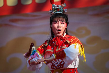 Photo for Rome, Italy - February 18, 2024: Chinese New Year celebrations in the square, public event. Parade in traditional Chinese clothes. - Royalty Free Image