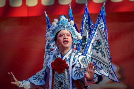 Photo for Rome, Italy - February 18, 2024: Chinese New Year celebrations in the square, public event. Parade in traditional Chinese clothes. - Royalty Free Image