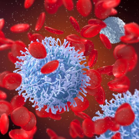 Photo for Medical background, blood composition, white blood cells leukocytes, erythrocytes, 3d rendering - Royalty Free Image