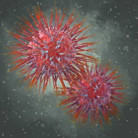 Photo for Medical background, Herpes simplex virus type one, herpesvirus family, causing oral herpes in humans, 3d rendering - Royalty Free Image