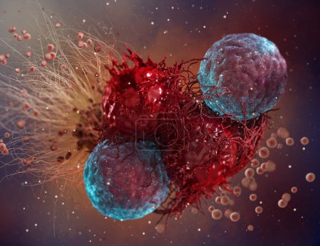 Foto de Conceptos médicos y científicos, malignos, malignos, células cancerosas, ilustración 3d - Imagen libre de derechos