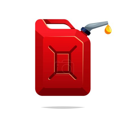 Illustration for Gasoline canister with a drop fuel.Red jerrycan with fuel. - Royalty Free Image