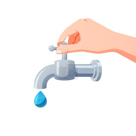 illustration of closing the water tap vector.