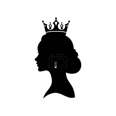 Téléchargez les illustrations : Silhouette de Reine isolée sur fond blanc - en licence libre de droit