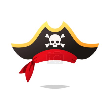 Vector de sombrero pirata aislado sobre fondo blanco.