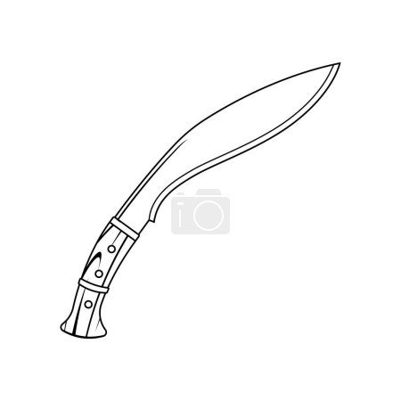 Illustration for Kukri knife line art vector isolated on white background - Royalty Free Image