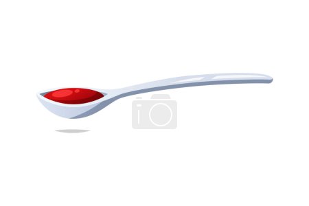 Illustration for Spoon with red syrup vector isolated on white background. - Royalty Free Image