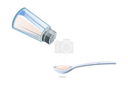 Illustration for Pouring salt into spoon vector isolated on white background - Royalty Free Image