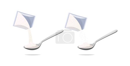 Illustration for Pour monosodium glutamate into a spoon vector isolated on white background. - Royalty Free Image