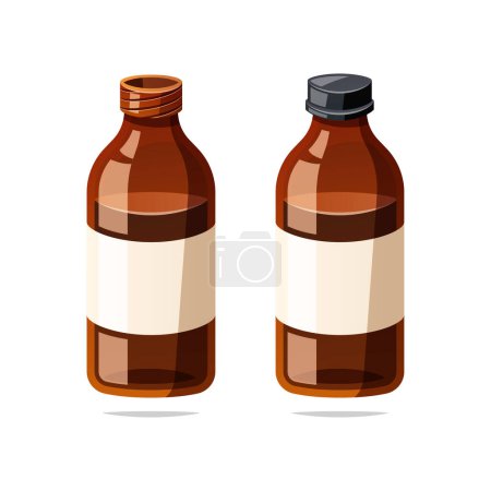 Ilustración de Medicina jarabe botella vector aislado sobre fondo blanco. - Imagen libre de derechos
