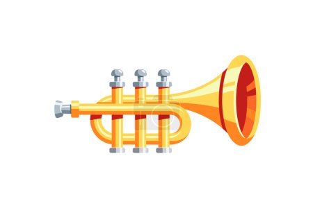 Vecteur trompette dorée isolé sur fond blanc.