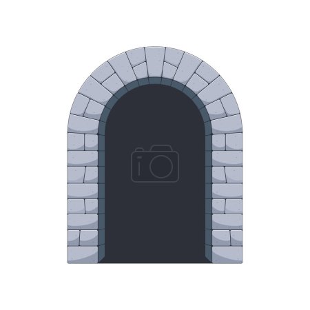 Téléchargez les illustrations : Vecteur d'entrée du tunnel médiéval isolé sur fond blanc - en licence libre de droit