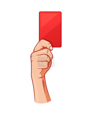 Illustration for Hand holding red card vector isolated on white background. - Royalty Free Image