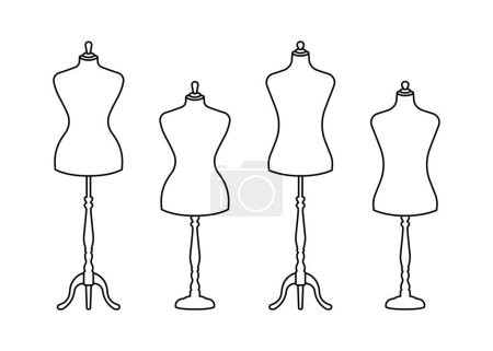 Mannequins line icon isolated on white background.