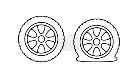 Illustration for Flat tire line icon isolated on white background. - Royalty Free Image