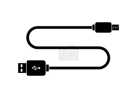 Téléchargez les illustrations : Icône de connecteur de câble USB isolé sur fond blanc. - en licence libre de droit