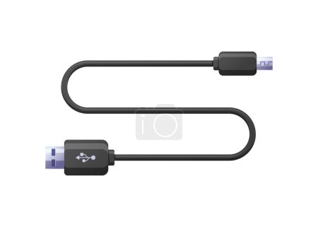 Téléchargez les illustrations : Connecteur de câble USB vecteur isolé sur fond blanc - en licence libre de droit
