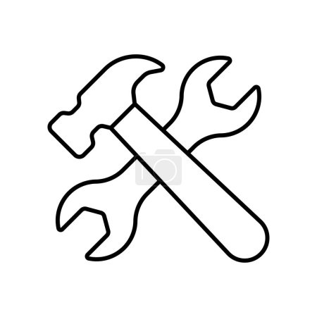 Schraubenschlüssel und Hammer Linie Symbol isoliert auf weißem Hintergrund