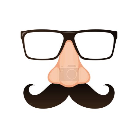 Fake nose and glasses mask vector, Disguise glasses, nose and mustache.