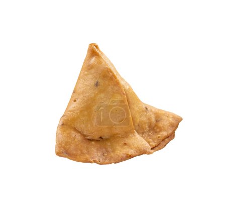 samosas with meat and vegetables isolated on white background. Traditional Indian food.