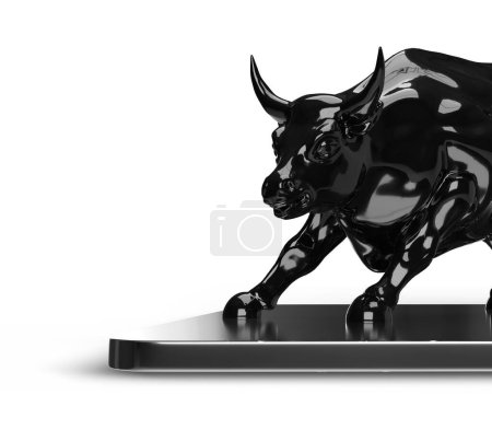 Photo for Stock market bull market. upward trend charts on the investment platform. Isolated Background 3d rendering Illustration - Royalty Free Image