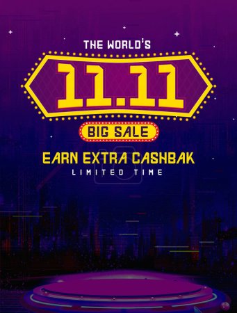 the world 11 11 big sale. 3D Rendering illustration.