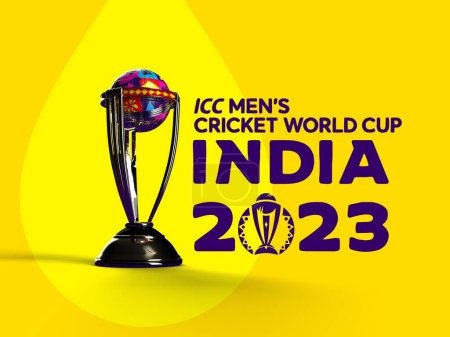 Téléchargez les photos : Karachi Pakistan 5 avril Affiche Shine with Passion of the ICC Mens Cricket World Cup 2023 en Inde illustration. - en image libre de droit