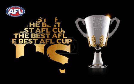 Photo for Karachi, Pakistan 8 September, VFL AFL Premiers 2023 trophy 3D rendering illustration. - Royalty Free Image