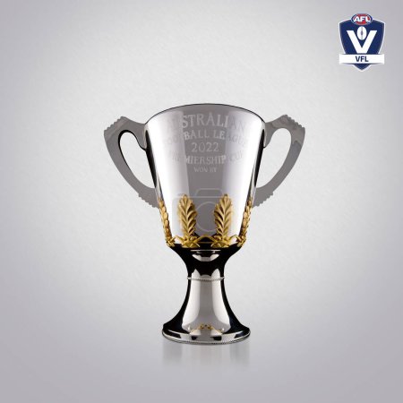 Photo for Karachi, Pakistan 8 September, VFL AFL Premiers 2023 trophy 3D rendering illustration. - Royalty Free Image