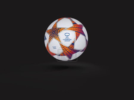 Foto de Pakistán, Karachi. 13, 2023, UEFA Liga de Campeones Femenino 2024 pelota de fútbol representación 3D ilustración. - Imagen libre de derechos