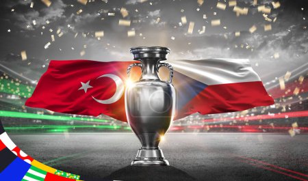 Téléchargez les photos : Karachi, Pakistan 15 May UEFA Euro Cup 2024. Czechia vs Turkey. 2d rendering illustration. - en image libre de droit