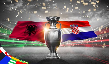 Téléchargez les photos : UEFA Euro Cup 2024. Croatia vs Albania. 2d rendering illustration. - en image libre de droit
