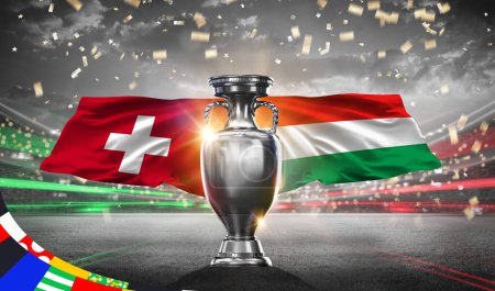 Téléchargez les photos : UEFA Euro Cup 2024 Hungry vs Switzerland. 2d rendering illustration. - en image libre de droit