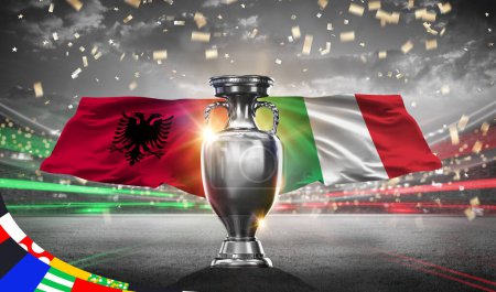 Téléchargez les photos : UEFA Euro Cup 2024. Italy vs Albania. 2d rendering illustration. - en image libre de droit