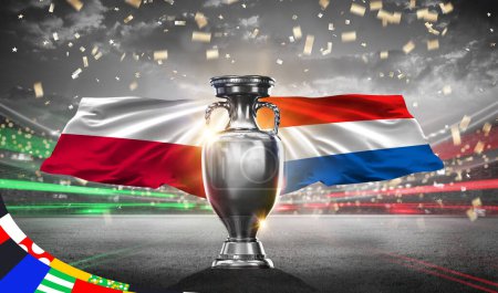 Téléchargez les photos : UEFA Euro Cup 2024. Poland vs Netherlands. 2d rendering illustration. - en image libre de droit
