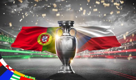 Téléchargez les photos : UEFA Euro Cup 2024 Portugal vs Czech. 2d rendering illustration. - en image libre de droit