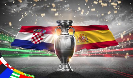 Téléchargez les photos : UEFA Euro Cup 2024 Spain vs Croatia. 2d rendering illustration. - en image libre de droit