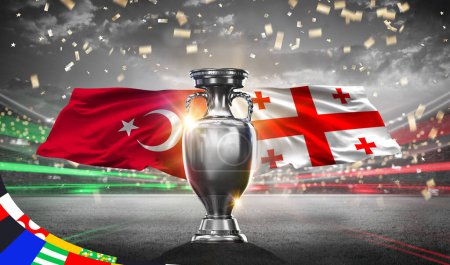 UEFA Euro Cup 2024 Turkey vs Georgia. 2d rendering illustration.