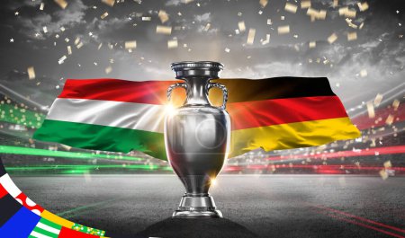 Téléchargez les photos : UEFA Euro Cup 2024. Germany vs Hungary. 2d rendering illustration. - en image libre de droit