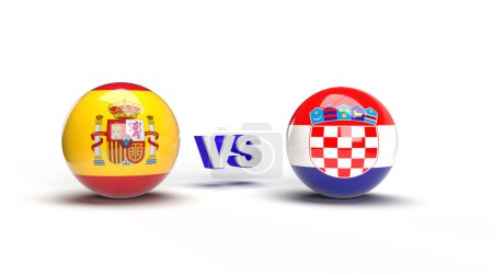 Spain vs Croatia. 2d rendering illustration.