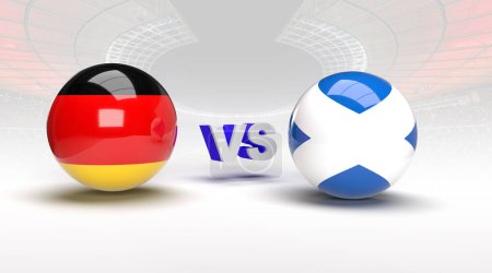 Germany vs Scotland 2d rendering illustration.