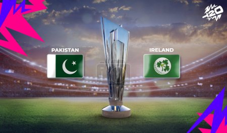 Ireland vs Pakistan 2024 World 3d rendering illustration.