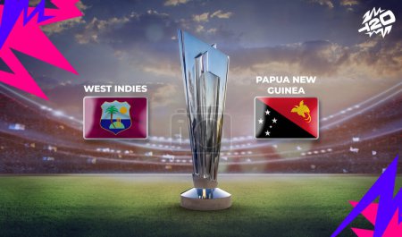 Papua New Guinea vs West Indies 2024 World Cup 3d rendering illustration.