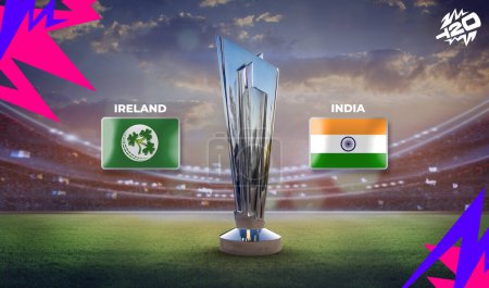 Ireland vs India 2024 World Cup 3d rendering illustration.